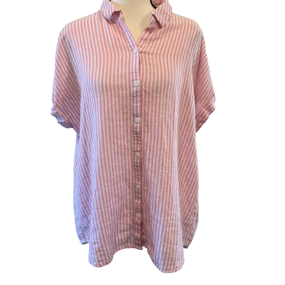 beachlunchlounge | Pink Striped Button-Down Shirt